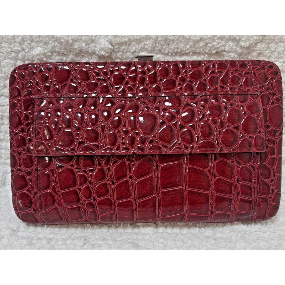 Wallet Red Faux Croc Embossed Women's Clutch Wallet Organizer Card Holder